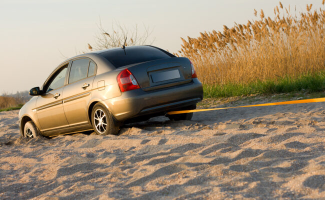 Car stuck in sand